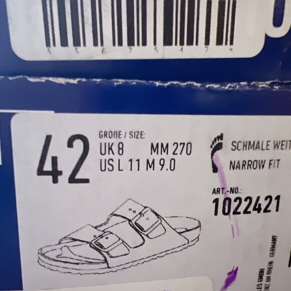 Birkenstock Arizona Exquisite- White Leather- Mens Sandals Slide EU 42 US 9- 9.5 - Picture 11 of 12